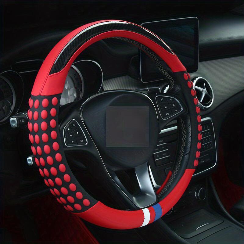 PU Leather Steering Wheel Cover with Inner Rim - Fits Most Cars (161-252mm) - Greetlamp