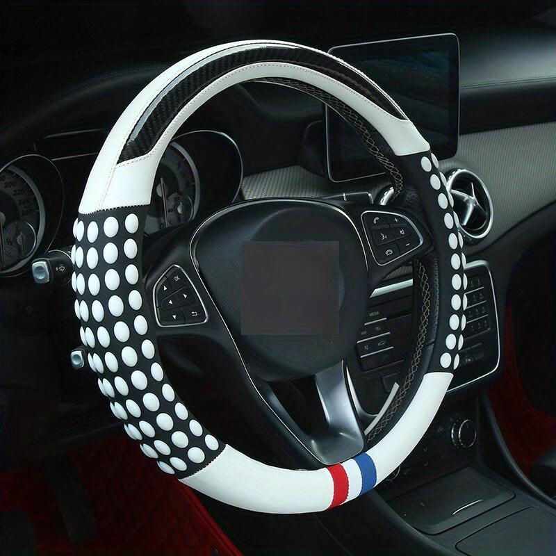 PU Leather Steering Wheel Cover with Inner Rim - Fits Most Cars (161-252mm) - Greetlamp