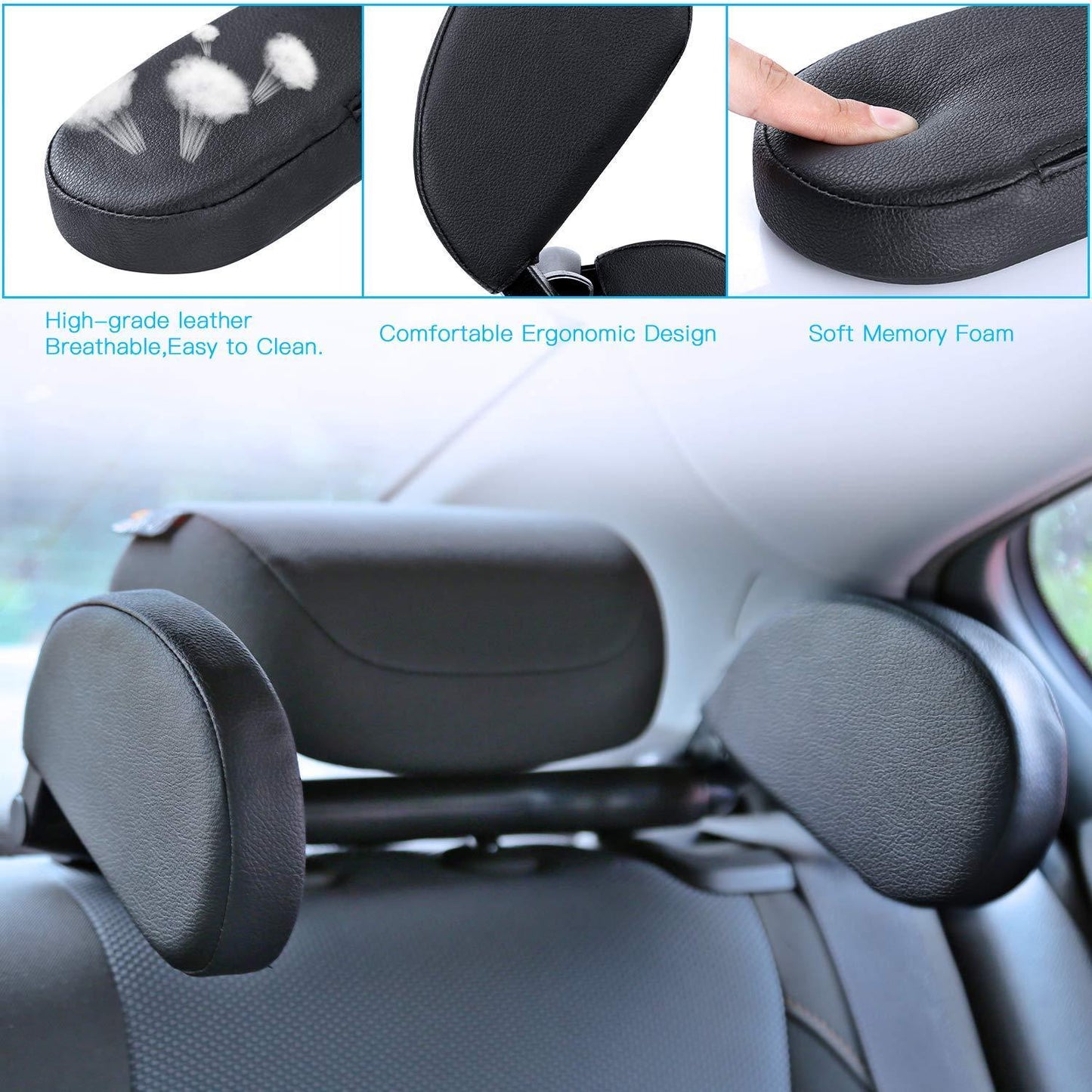 Universal Memory Foam Safety Headrest For Car Seats - Greetlamp