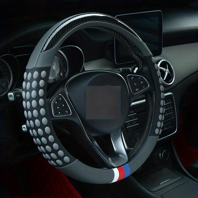 PU Leather Steering Wheel Cover with Inner Rim - Fits Most Cars (161-252mm) - Greetlamp