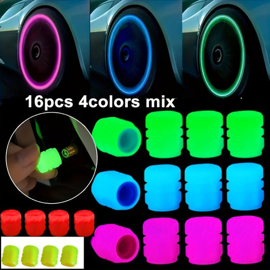 (16PCS) Luminous Tire Valve Cap Set - Suitable for Cars, Trucks, Motorcycles and Bicycles - Greetlamp