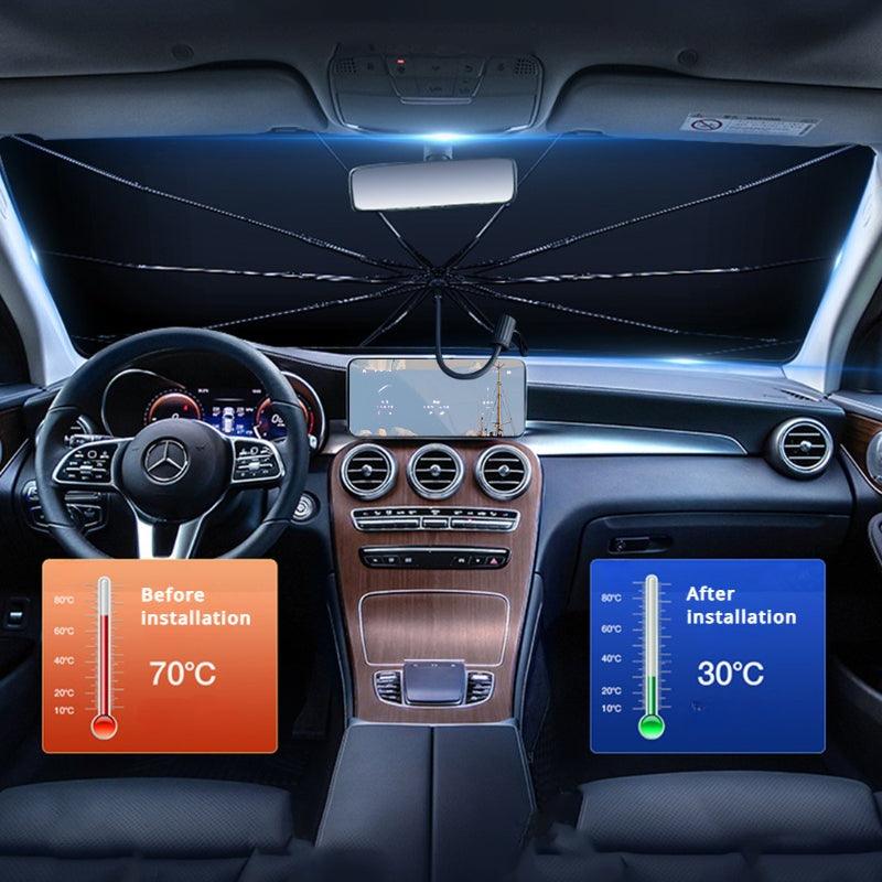 New 360° Bendable Handle Car Parasol Car Front Windshield Sun Protection Heat Shield Universal Car Parasol - Greetlamp