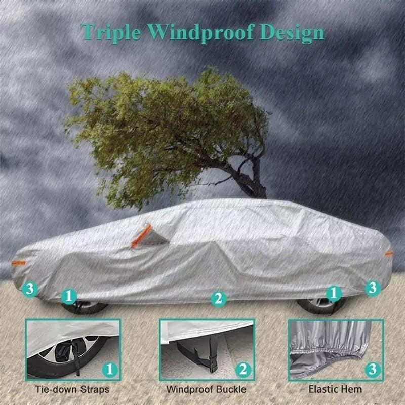 Best All-weather Car Cover, 6-layer Car Cover, Waterproof Outdoor Car Cover with 100% UV Protection, Suitable for Hatchbacks, Sedans, SUVs - Greetlamp