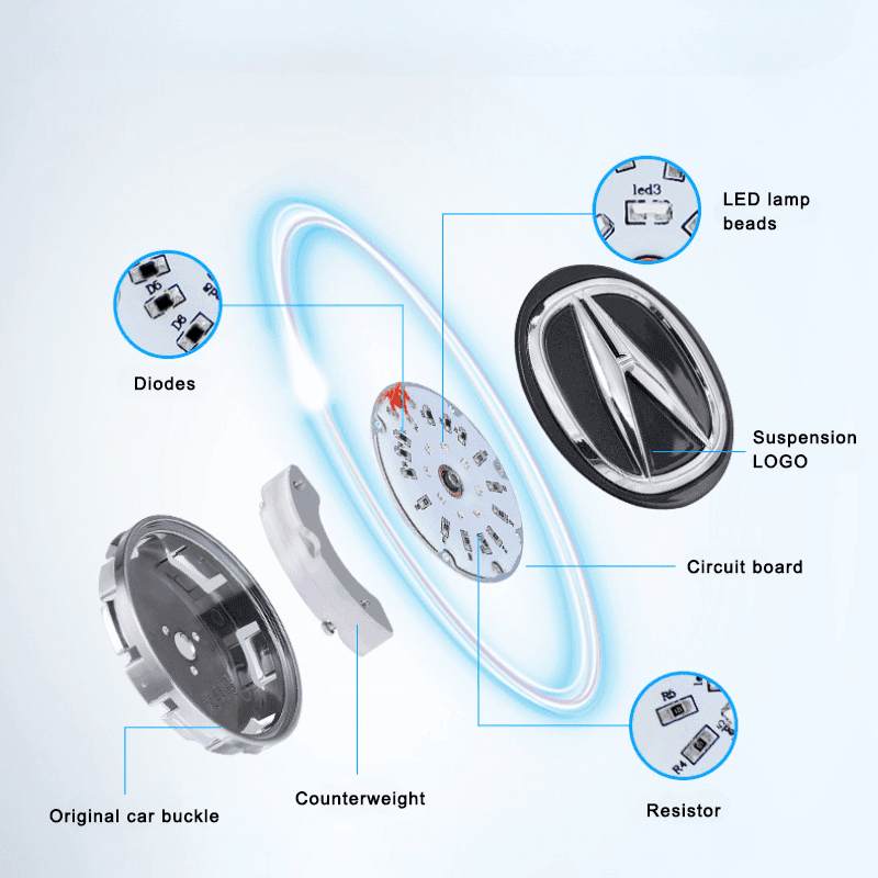 Suitable For Acura Magnetic Suspension Hub Caps & LED Suspension Luminous Wheel Hub Lights - Greetlamp