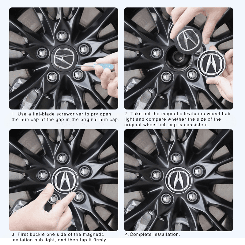 Suitable For Acura Magnetic Suspension Hub Caps & LED Suspension Luminous Wheel Hub Lights - Greetlamp