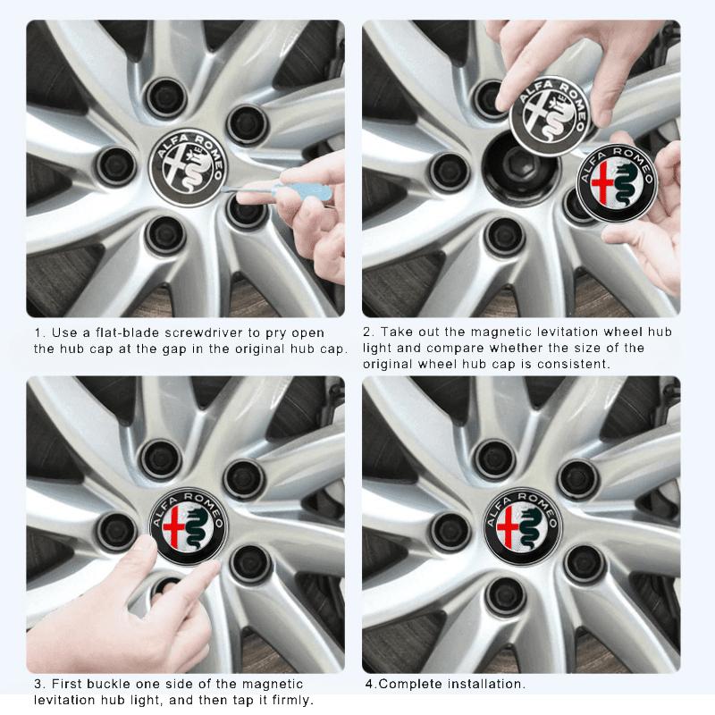 Suitable For Alfa Romeo Magnetic Suspension Hub Caps & LED Suspension Luminous Wheel Hub Lights - Greetlamp
