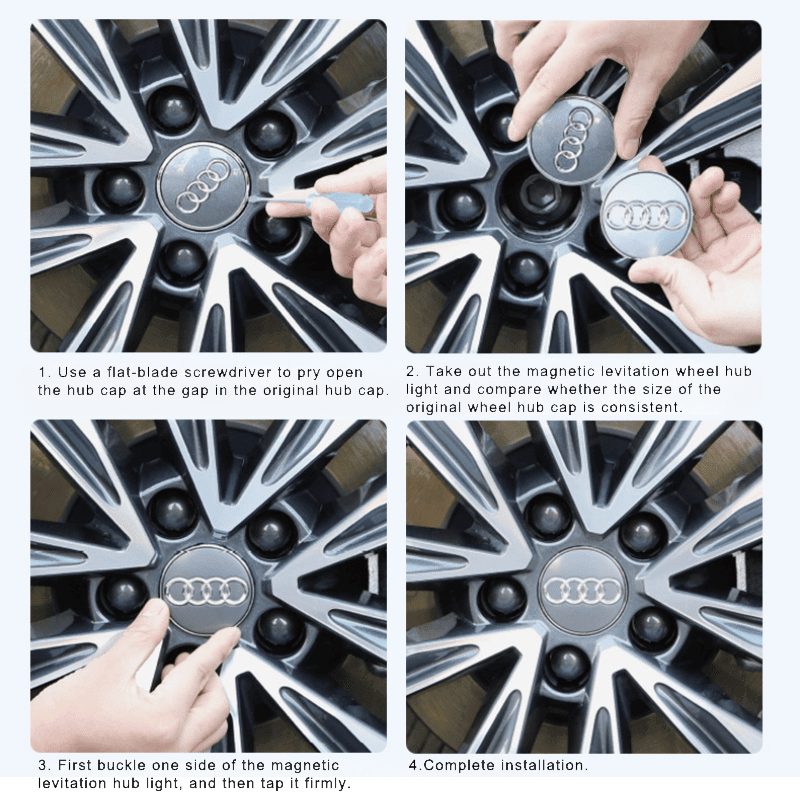 Suitable For Audi Magnetic Suspension Hub Caps & LED Suspension Luminous Wheel Hub Lights - Greetlamp