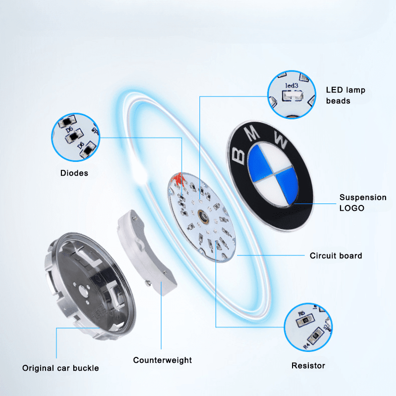 Suitable For BMW Magnetic Suspension Hub Caps & LED Suspension Luminous Wheel Hub Lights - Greetlamp