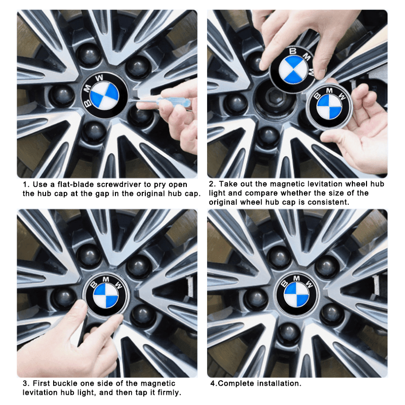 Suitable For BMW Magnetic Suspension Hub Caps & LED Suspension Luminous Wheel Hub Lights - Greetlamp