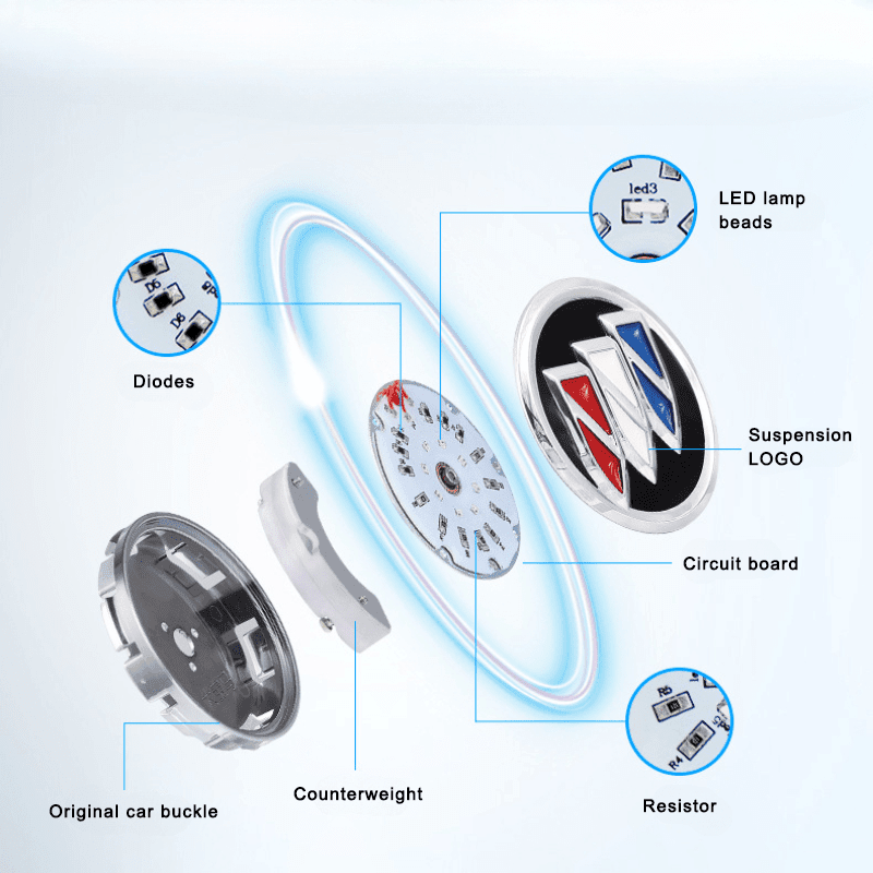 Suitable For Buick Magnetic Suspension Hub Caps & LED Suspension Luminous Wheel Hub Lights - Greetlamp