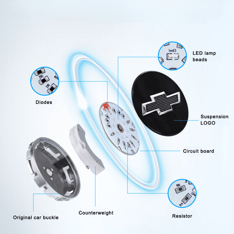Suitable For Chevrolet Magnetic Suspension Hub Caps & LED Suspension Luminous Wheel Hub Lights - Greetlamp