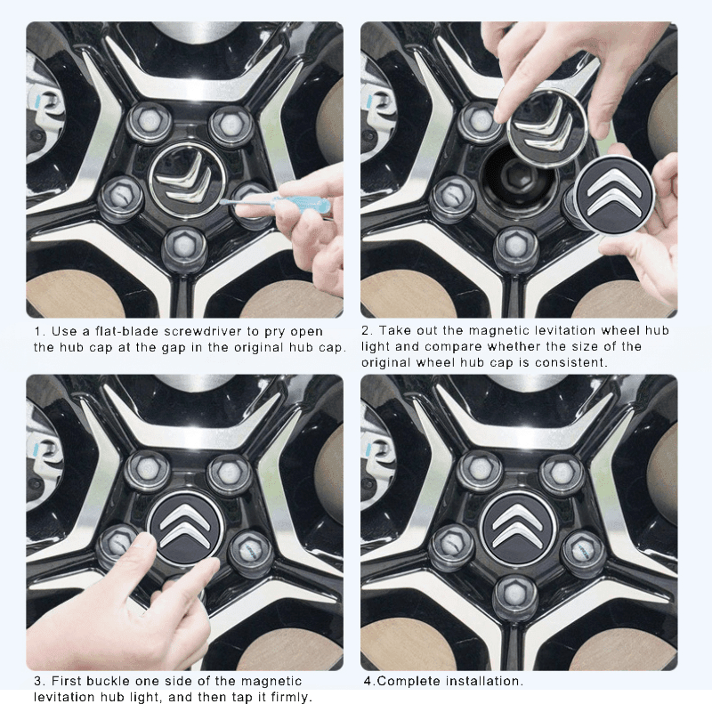 Suitable For Citroën Magnetic Suspension Hub Caps & LED Suspension Luminous Wheel Hub Lights - Greetlamp