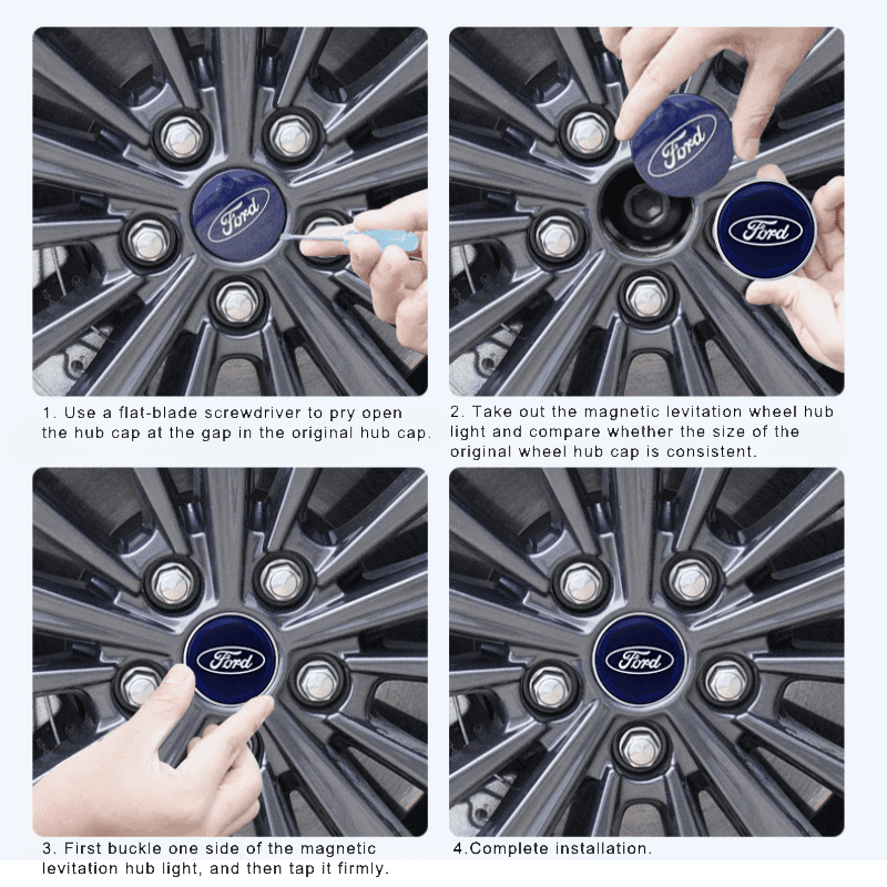 Suitable For Ford Magnetic Suspension Hub Caps & LED Suspension Luminous Wheel Hub Lights - Greetlamp