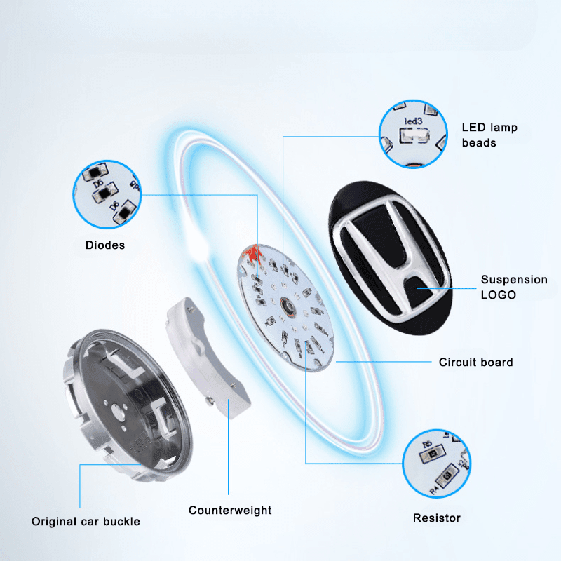 Suitable For Honda Magnetic Suspension Hub Caps & LED Suspension Luminous Wheel Hub Lights - Greetlamp