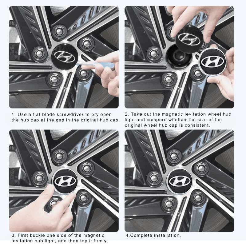 Suitable For Hyundai Magnetic Suspension Hub Caps & LED Suspension Luminous Wheel Hub Lights - Greetlamp