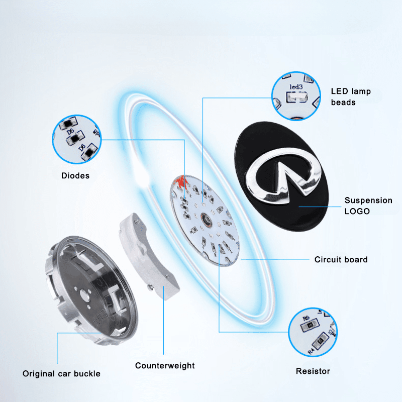 Suitable For Infiniti Magnetic Suspension Hub Caps & LED Suspension Luminous Wheel Hub Lights - Greetlamp