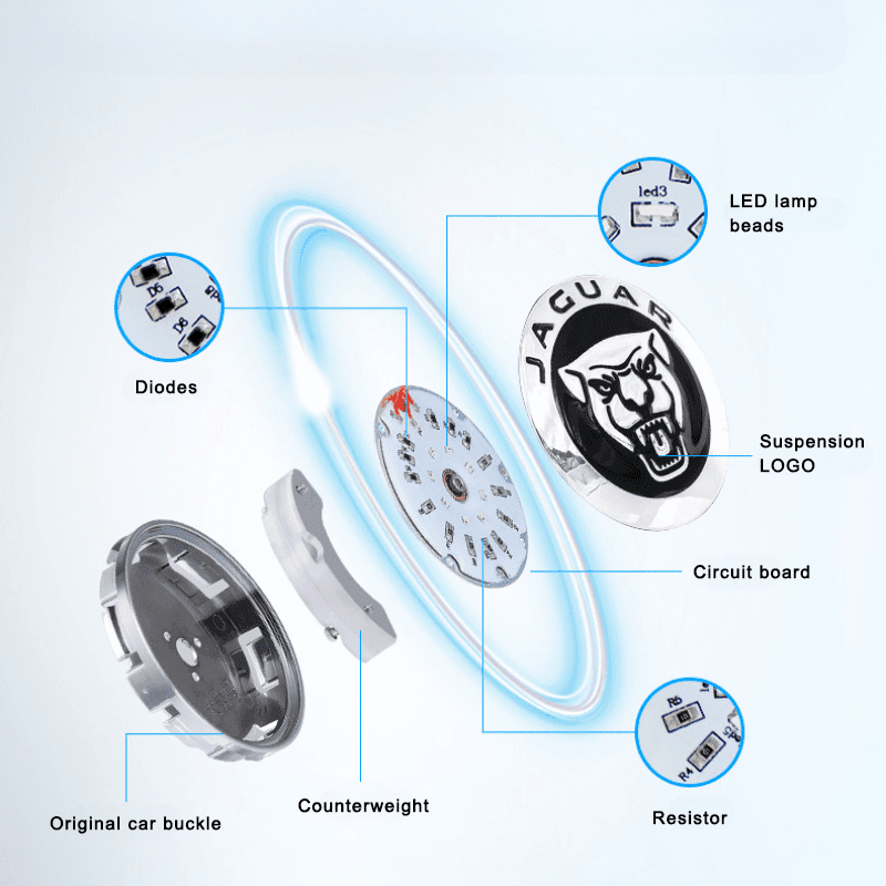 Suitable For Jaguar Magnetic Suspension Hub Caps & LED Suspension Luminous Wheel Hub Lights - Greetlamp