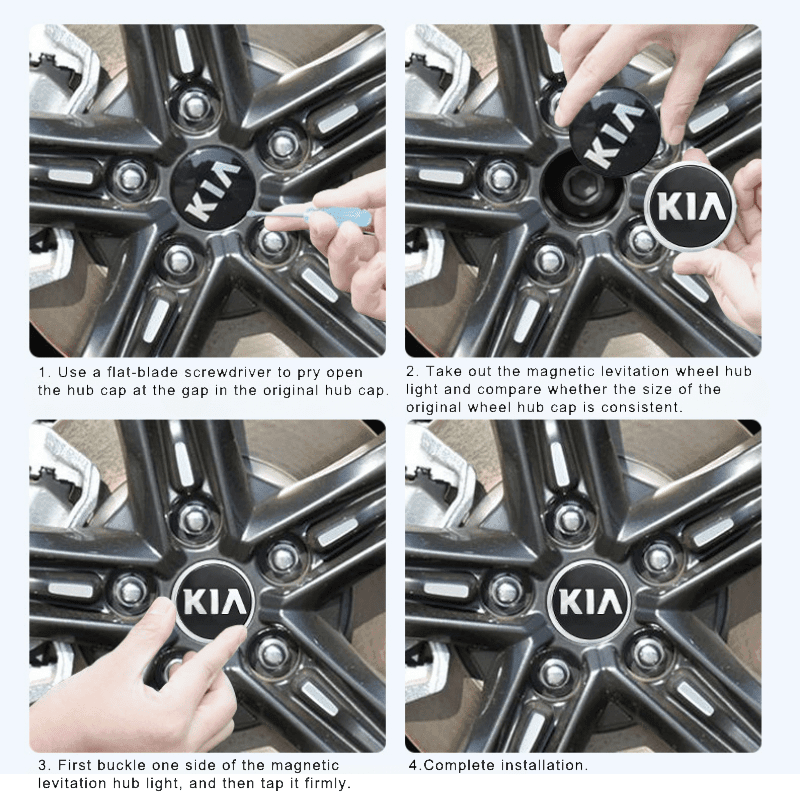 Suitable For KIA Magnetic Suspension Hub Caps & LED Suspension Luminous Wheel Hub Lights - Greetlamp