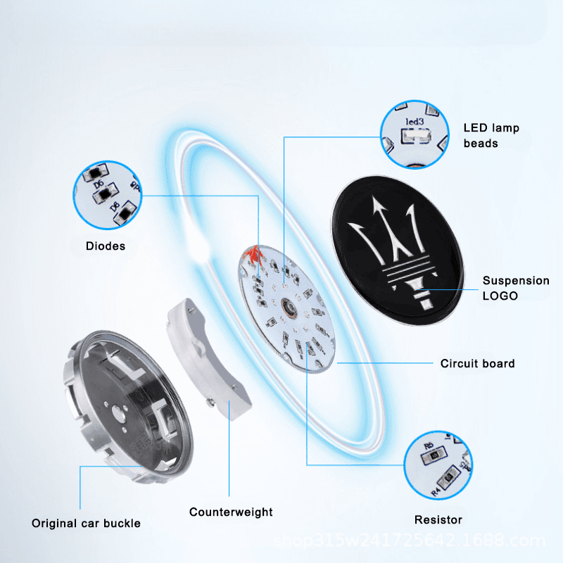 Suitable For Maserati Magnetic Suspension Hub Caps & LED Suspension Luminous Wheel Hub Lights - Greetlamp