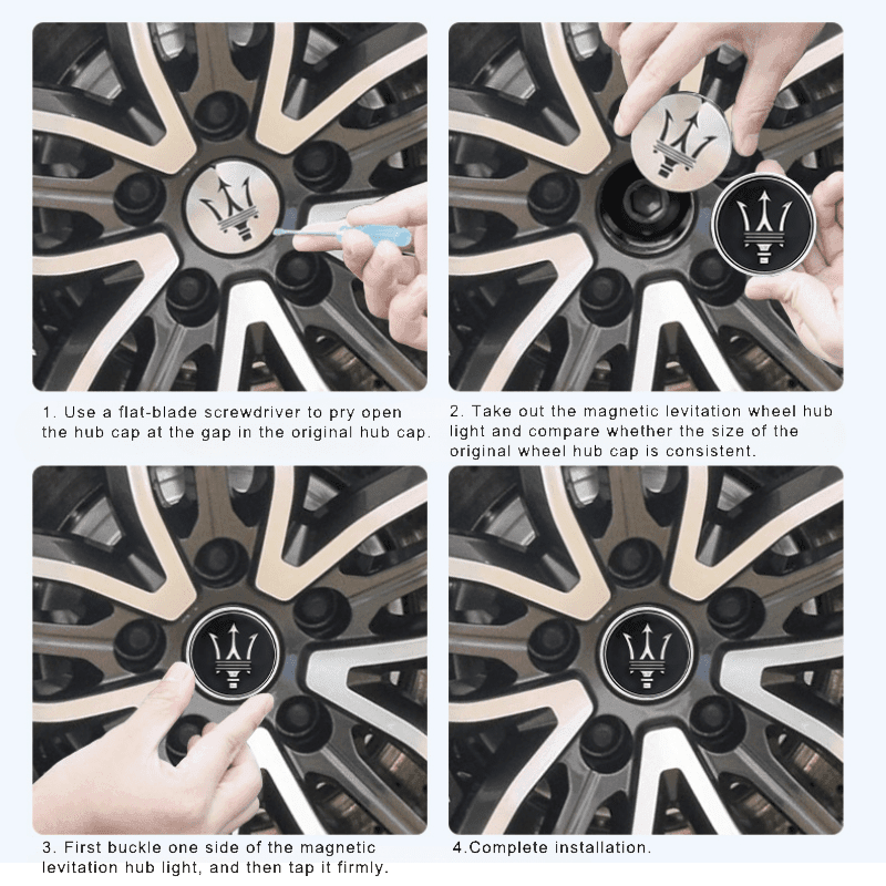Suitable For Maserati Magnetic Suspension Hub Caps & LED Suspension Luminous Wheel Hub Lights - Greetlamp