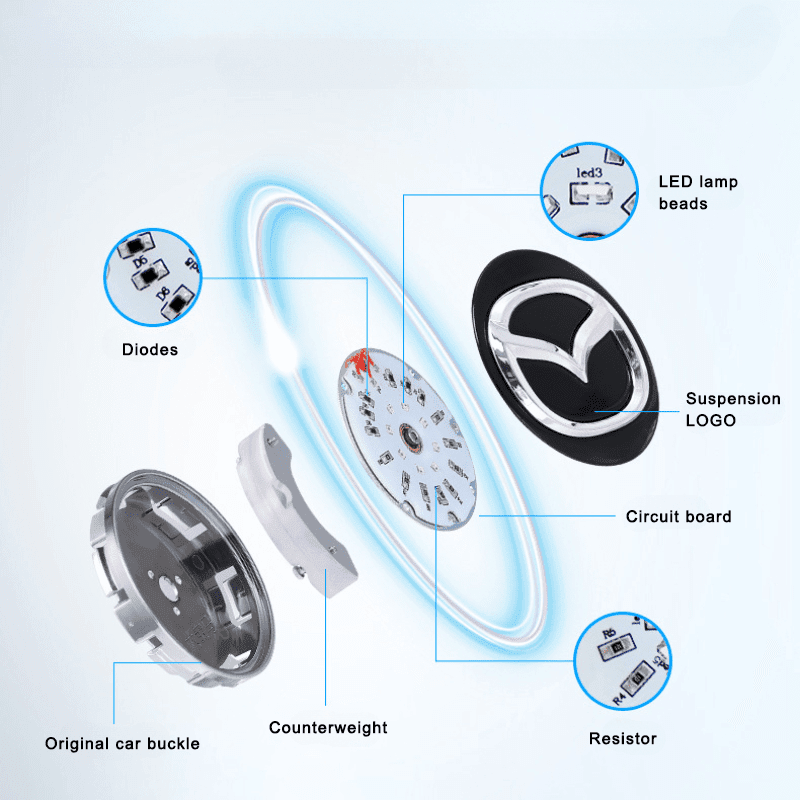 Suitable For Mazda Magnetic Suspension Hub Caps & LED Suspension Luminous Wheel Hub Lights - Greetlamp