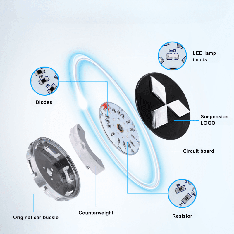 Suitable For Mitsubishi Magnetic Suspension Hub Caps & LED Suspension Luminous Wheel Hub Lights - Greetlamp