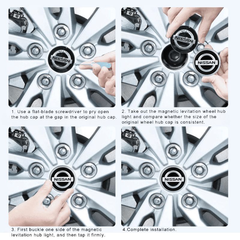 Suitable For Nissan Magnetic Suspension Hub Caps & LED Suspension Luminous Wheel Hub Lights - Greetlamp