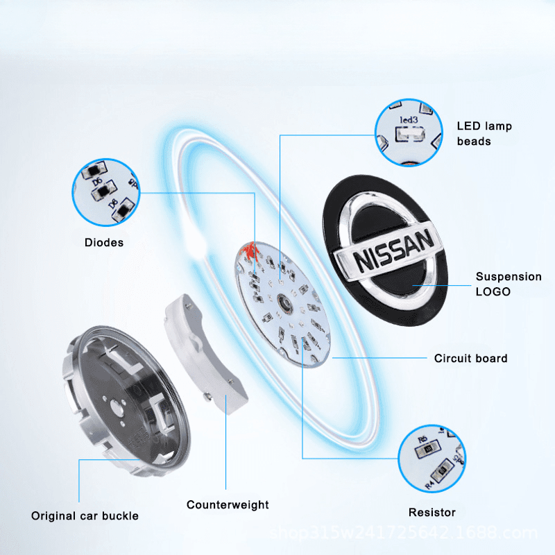 Suitable For Nissan Magnetic Suspension Hub Caps & LED Suspension Luminous Wheel Hub Lights - Greetlamp