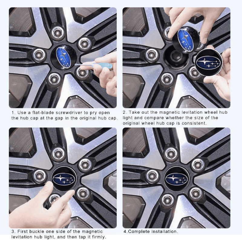 Suitable For Subaru Magnetic Suspension Hub Caps & LED Suspension Luminous Wheel Hub Lights - Greetlamp
