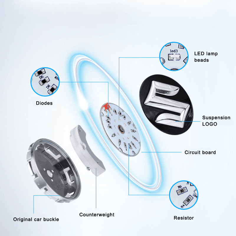 Suitable For Suzuki Magnetic Suspension Hub Caps & LED Suspension Luminous Wheel Hub Lights - Greetlamp