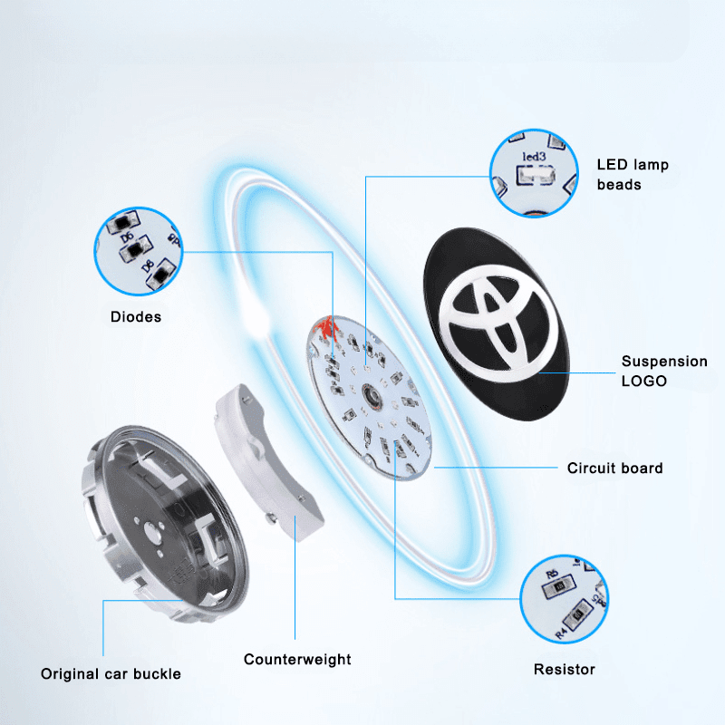 Suitable For Toyota & Crown Magnetic Suspension Hub Caps & LED Suspension Luminous Wheel Hub Lights - Greetlamp