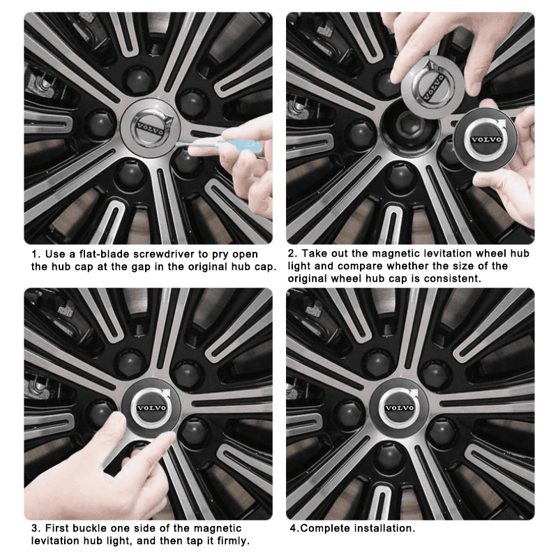 Suitable For Volvo Magnetic Suspension Hub Caps & LED Suspension Luminous Wheel Hub Lights - Greetlamp