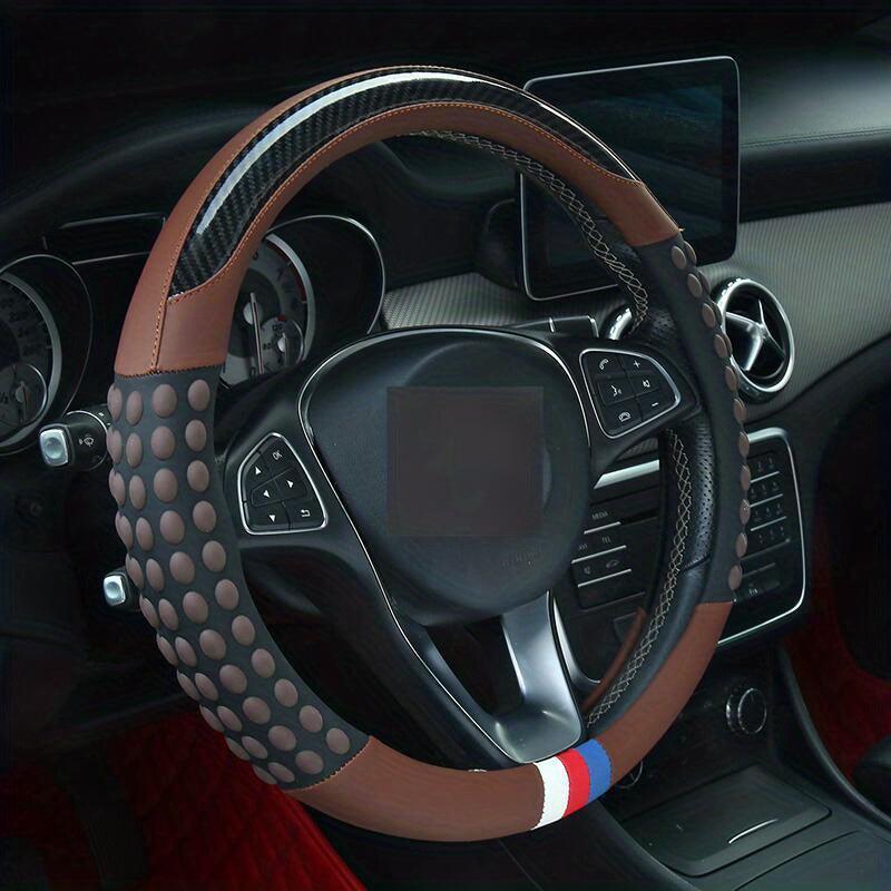 PU Leather Steering Wheel Cover with Inner Rim - Fits Most Cars (161-252mm) - Greetlamp