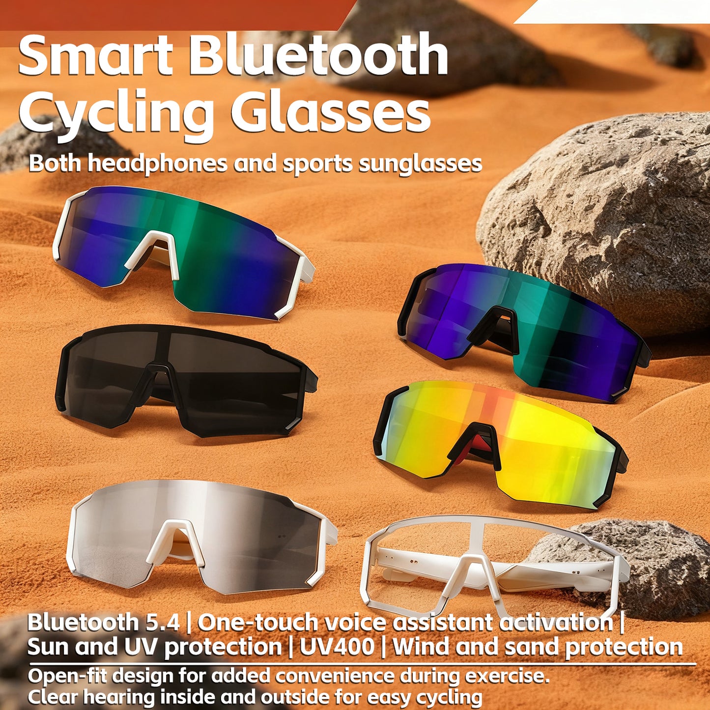 Outdoor Sports Cycling Bluetooth Smart Sunglasses with AI Technology