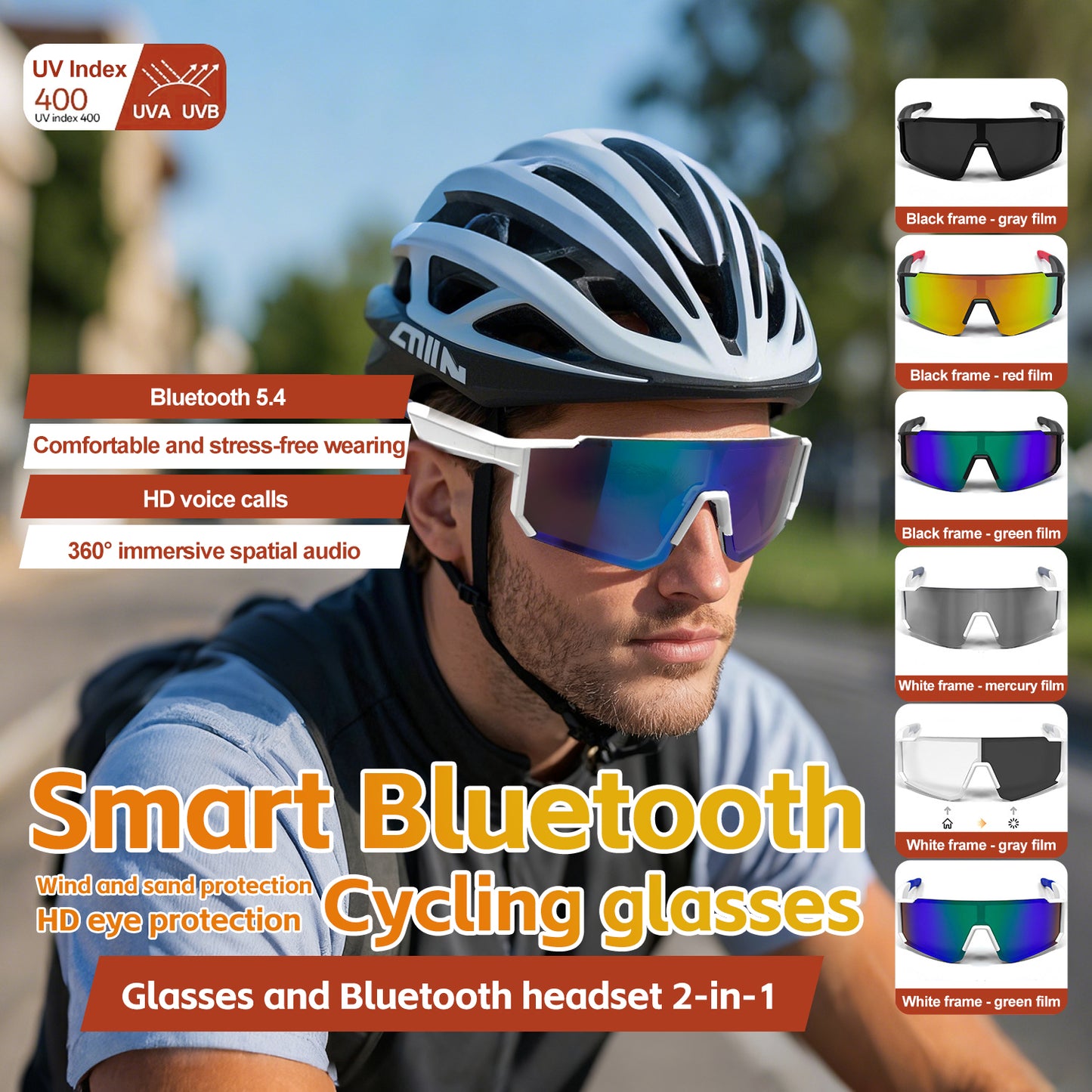 Outdoor Sports Cycling Bluetooth Smart Sunglasses with AI Technology