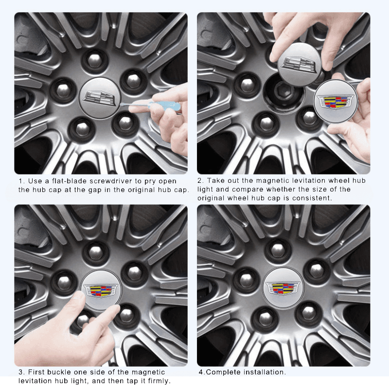 Suitable For Cadillac Magnetic Suspension Hub Caps & LED Suspension Luminous Wheel Hub Lights - Greetlamp
