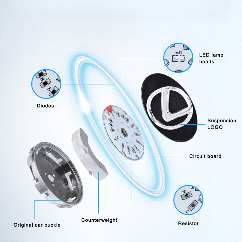 Suitable For Lexus Magnetic Suspension Hub Caps & LED Suspension Luminous Wheel Hub Lights - Greetlamp